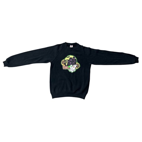 Vintage Kids Halloween Sweatshirt Haunted House Ghost 1980s Jerzees XL 18 Kitsch - Picture 2 of 9